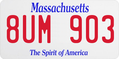 MA license plate 8UM903