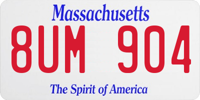 MA license plate 8UM904