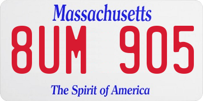 MA license plate 8UM905