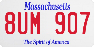 MA license plate 8UM907