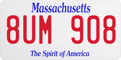 MA license plate 8UM908