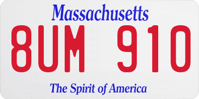 MA license plate 8UM910