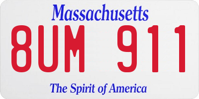 MA license plate 8UM911