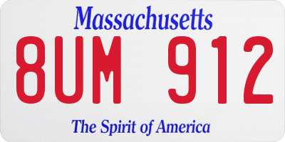 MA license plate 8UM912
