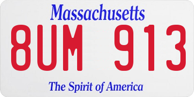 MA license plate 8UM913