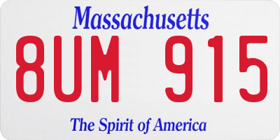 MA license plate 8UM915