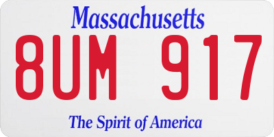 MA license plate 8UM917