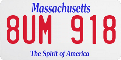 MA license plate 8UM918