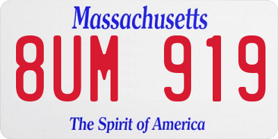 MA license plate 8UM919