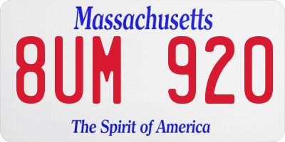 MA license plate 8UM920