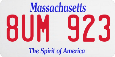 MA license plate 8UM923
