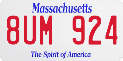 MA license plate 8UM924