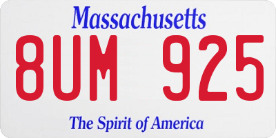 MA license plate 8UM925