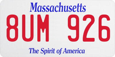 MA license plate 8UM926
