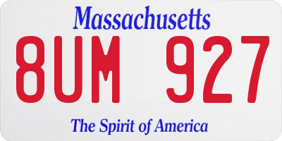 MA license plate 8UM927