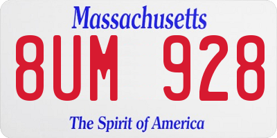 MA license plate 8UM928