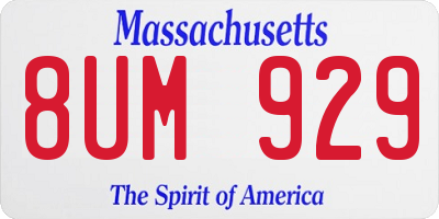 MA license plate 8UM929