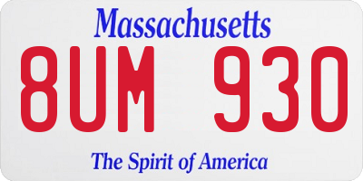 MA license plate 8UM930
