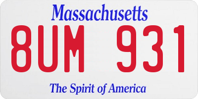 MA license plate 8UM931