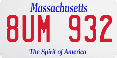 MA license plate 8UM932