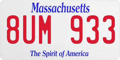 MA license plate 8UM933