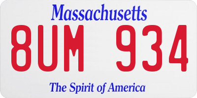 MA license plate 8UM934