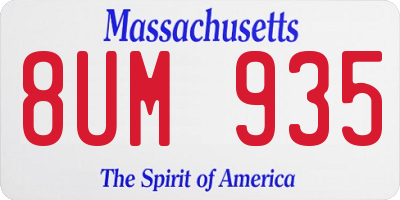 MA license plate 8UM935