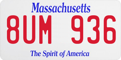 MA license plate 8UM936