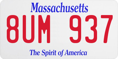MA license plate 8UM937