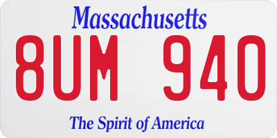 MA license plate 8UM940