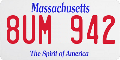 MA license plate 8UM942