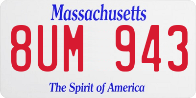 MA license plate 8UM943