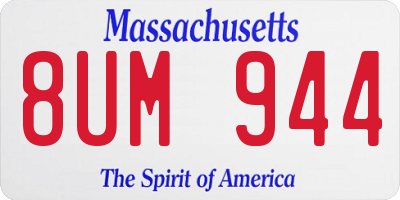 MA license plate 8UM944