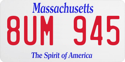 MA license plate 8UM945