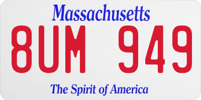 MA license plate 8UM949
