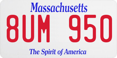 MA license plate 8UM950
