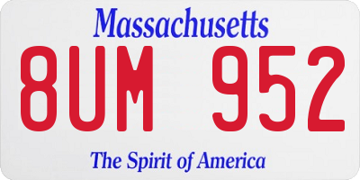 MA license plate 8UM952