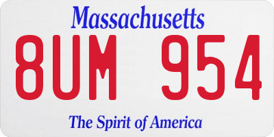 MA license plate 8UM954