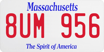 MA license plate 8UM956