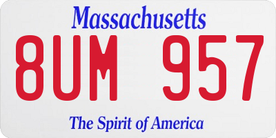 MA license plate 8UM957