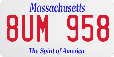 MA license plate 8UM958
