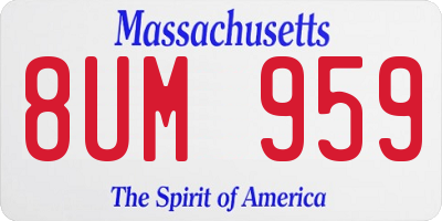 MA license plate 8UM959
