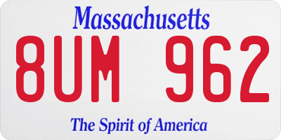 MA license plate 8UM962
