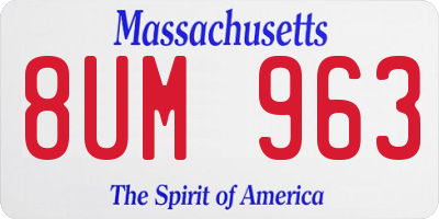MA license plate 8UM963