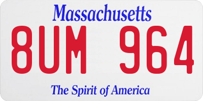 MA license plate 8UM964