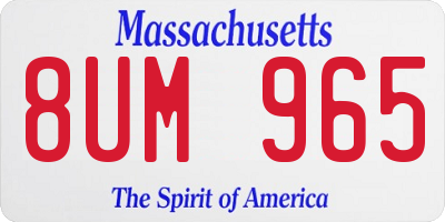 MA license plate 8UM965