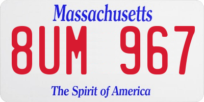 MA license plate 8UM967