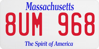 MA license plate 8UM968