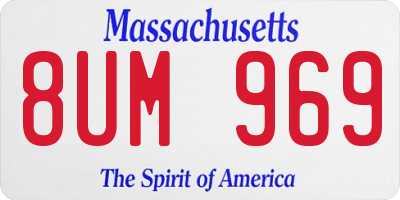 MA license plate 8UM969