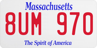 MA license plate 8UM970